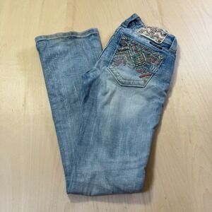Miss Me Mid-Rise Bootcut Jeans 24 Light Wash Embroidered MP8601BV Womens
